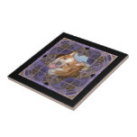 Purple and Gold Crossed Points Frame Ceramic Tile