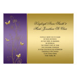 Purple and Gold Floral Butterflies Wedding Custom Announcement