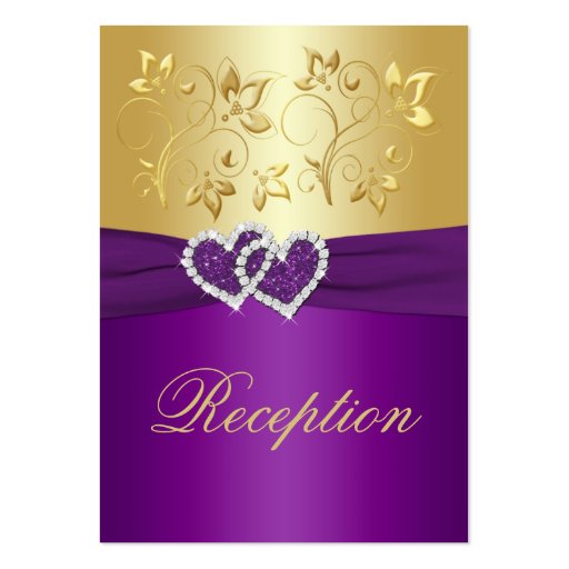 Purple and Gold Floral Enclosure Card Business Cards (front side)