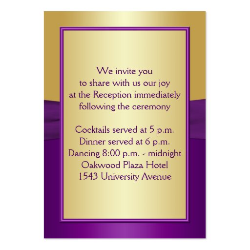 Purple and Gold Floral Enclosure Card Business Cards (back side)