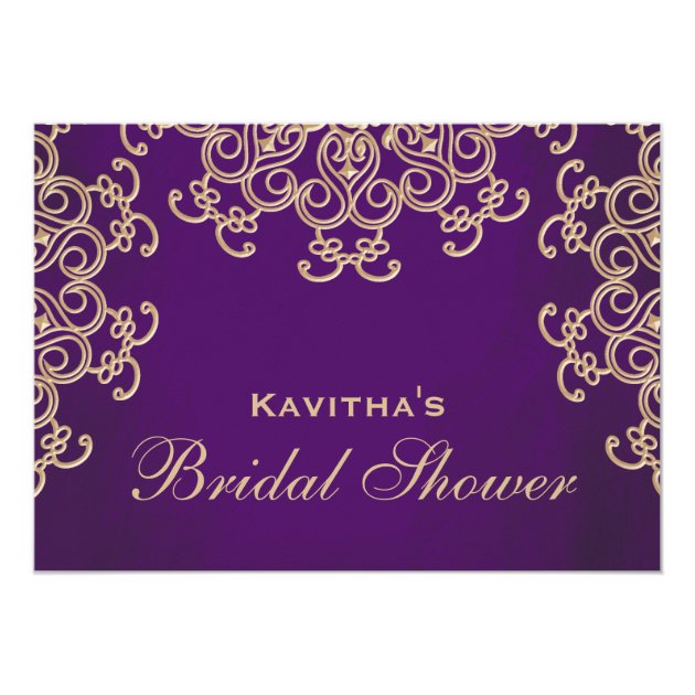 Purple and Gold Indian Inspired Bridal Shower Card