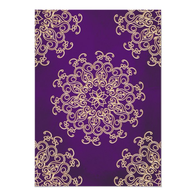 PURPLE AND GOLD INDIAN STYLE WEDDING INVITATION