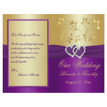 Purple and Gold Joined Hearts Wedding Program Custom Flyer