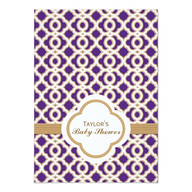 Purple and Gold Moroccan Baby Girl Baby Shower Card