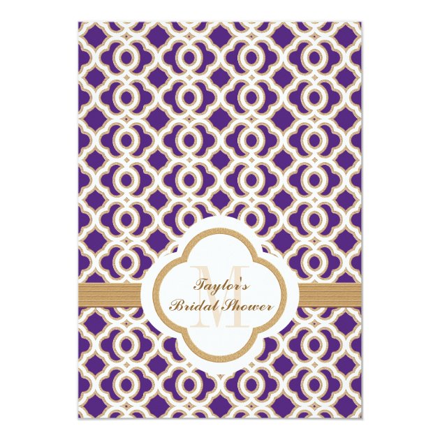 Purple and Gold Moroccan Bridal Shower Invites