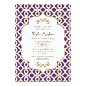 Purple and Gold Moroccan Bridal Shower Invites 5