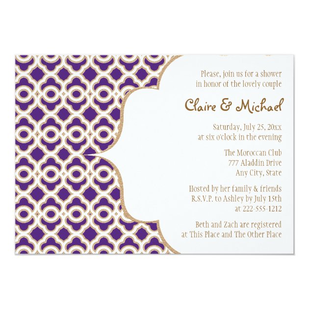 Purple and Gold Moroccan Couples Wedding Shower Card