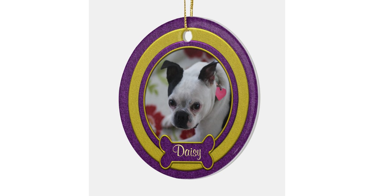 purple and gold pet photo christmas ornament zazzle christmas ornaments purple