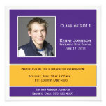 Purple and Gold Photo Graduation Invitation