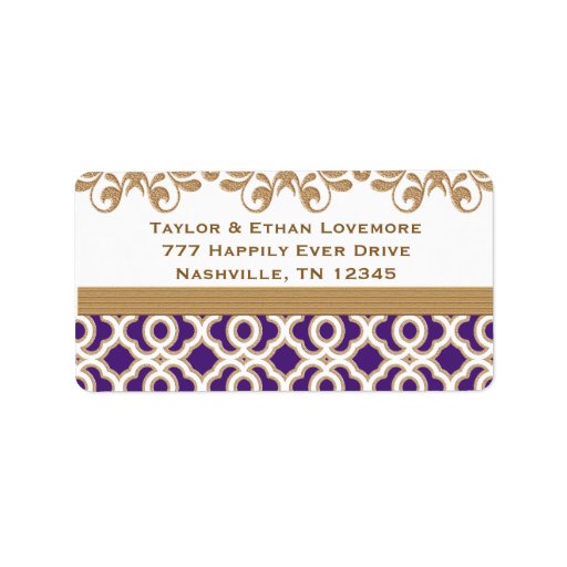 Purple and Gold Return Address Labels Zazzle
