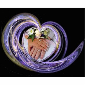 Purple and Gold Swirled Heart Fractal Art Frame photosculpture