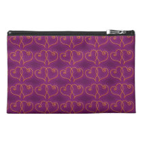 Purple and Gold Valentines Hearts Travel Accessory Bag