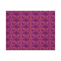 Purple and Gold Valentines Hearts Canvas Prints