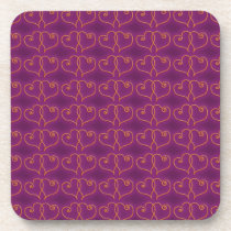 Purple and Gold Valentines Hearts Coaster