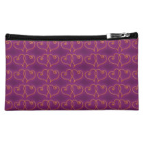 Purple and Gold Valentines Hearts Cosmetic Bags