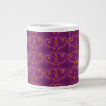 Purple and Gold Valentines Hearts Extra Large Mug