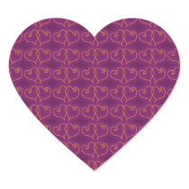Purple and Gold Valentines Hearts Heart Stickers