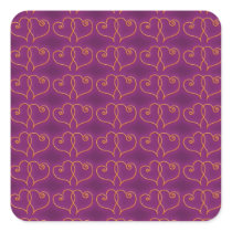 Purple and Gold Valentines Hearts Sticker