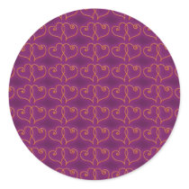 Purple and Gold Valentines Hearts Sticker