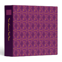 Purple and Gold Valentines Hearts Vinyl Binder