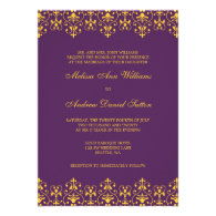 Purple and Gold Vintage Baroque Wedding Invitation