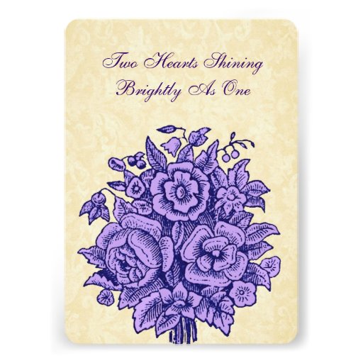 Purple and Gold Vintage Flowers Wedding V34 Custom Invites