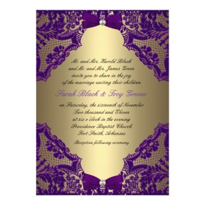 Purple and Gold Wedding Invitation
