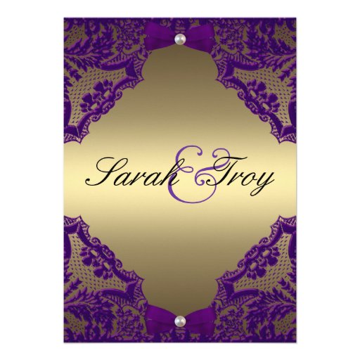 Purple and Gold Wedding Invitation