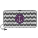 Purple and Gray Anchor with Waves Pattern Mp3 Speaker