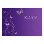 Purple and Gray Floral with Butterflies Reply Card Invitations
