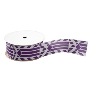Purple and Gray Geometric Stripes, Diamonds Ribbon Blank Ribbon