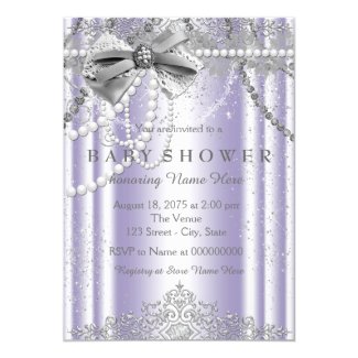 Purple and Gray Pearl Girly Baby Shower Card