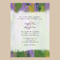 Purple and Green Artistic Wedding Invitation invitations
