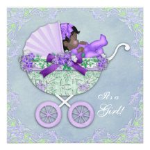 Purple and Green Baby Shower Invitations