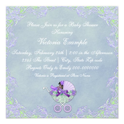 Purple and Green Baby Shower Invitations