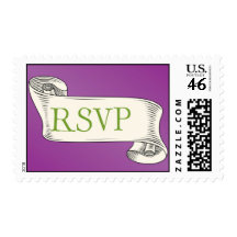 Purple and Green banner RSVP Stamps