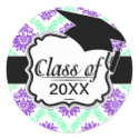 purple and green damask graduation