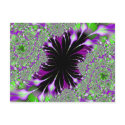 purple and green feathers fractal postcard