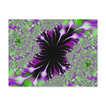 purple and green feathers fractal postcard
