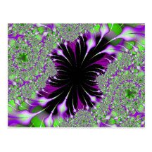 purple and green feathers fractal postcard
