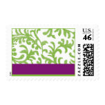 Purple and Green Floral Pattern Postage Stamps
