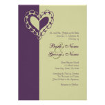 Purple and Green Heart Wedding Invitation