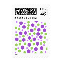 Purple and Green Hexagon Spots. Postage Stamps