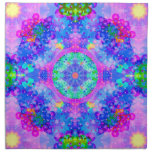 Purple and Green Kaleidoscope  Fractal Art Cloth Napkin