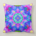Purple and Green Kaleidoscope  Fractal Art Throw Pillow
