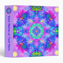 Purple and Green Kaleidoscope Fractal 3 Ring Binder