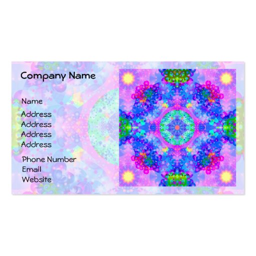 Purple and Green Kaleidoscope Fractal Business Card (front side)