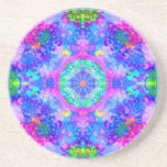 Purple and Green Kaleidoscope Fractal Beverage Coaster