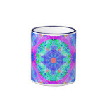 Purple and Green Kaleidoscope Fractal Coffee Mugs