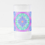 Purple and Green Kaleidoscope Fractal Glass Coffee Mugs